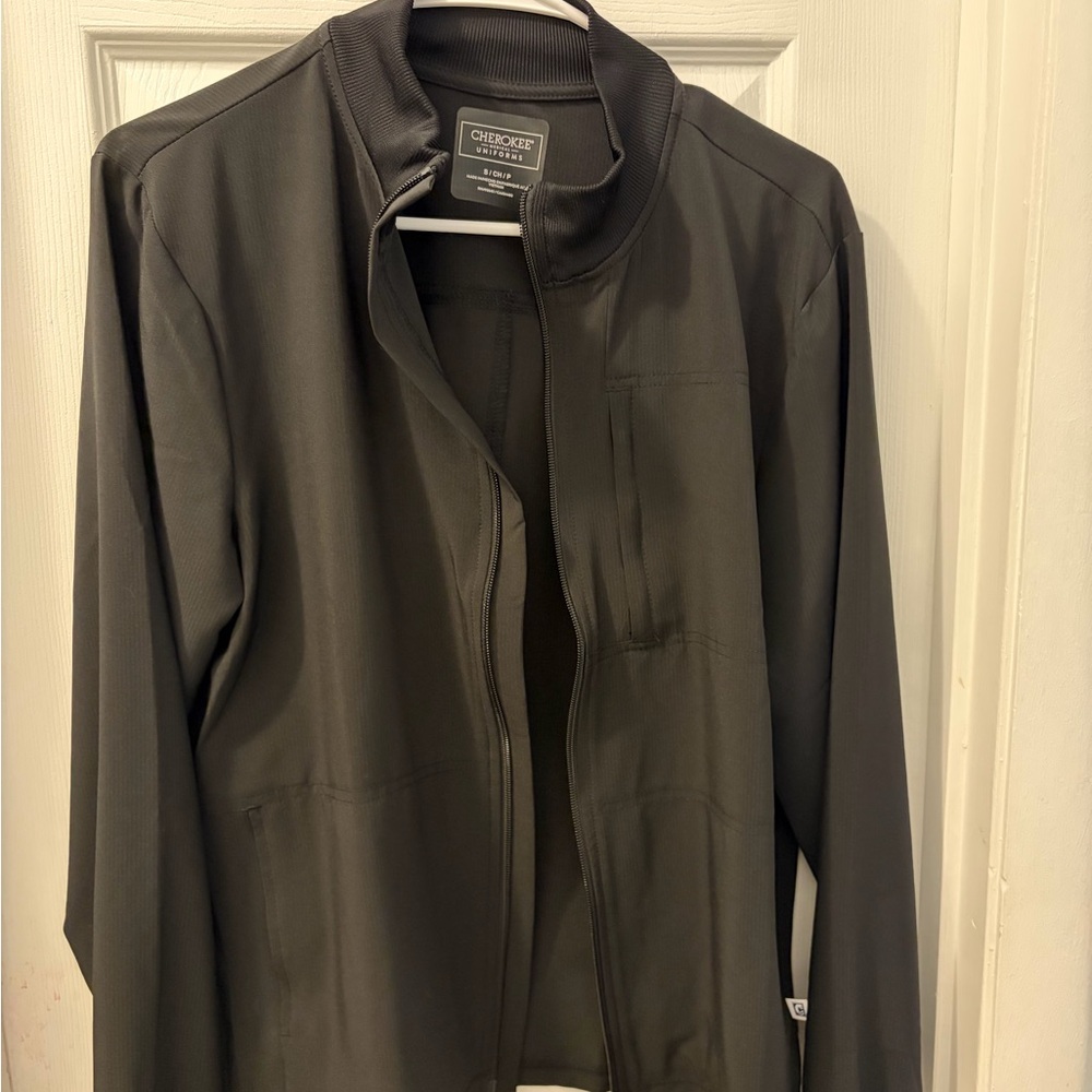 Cherokee Black Scrubs Jacket Zip Front